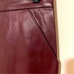 Express Burgundy Faux Leather Pencil Skirt